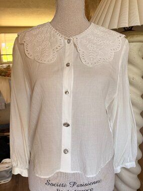 & Other Stories White Blouse Romantic Feminine Coquette Collar